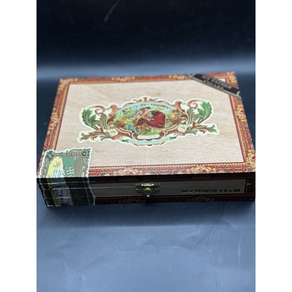 Flor De Las Antilles Cigar Box Empty Toros Stamps Sun Silver Latch Decorative